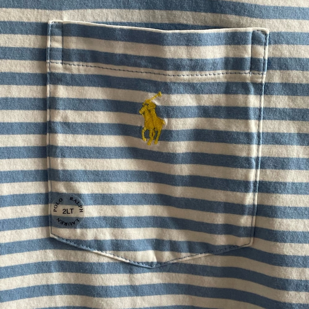 NWT, Polo by Ralph Lauren, Light Blue/White Stripes, Short Sleeve, Size 2XLT - Picture 4 of 9